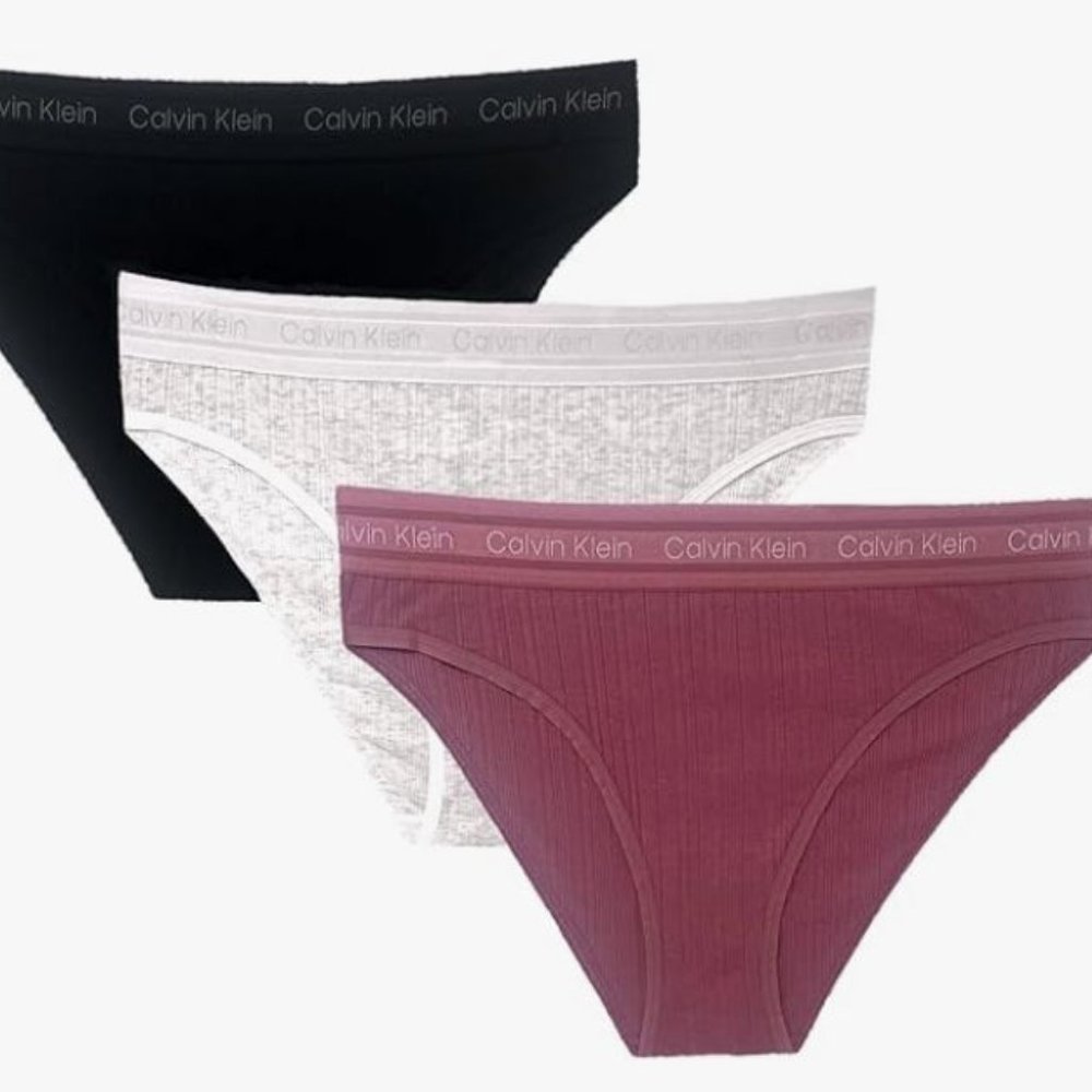 Calvin Klein Refined Ribbed Logo Bikini underwear Panties 3 Pack